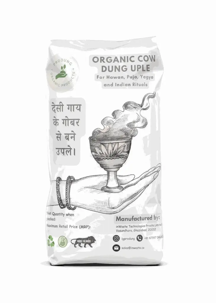 Produng Natural Cow Dung Uple – Traditional Gobar Cakes for Pooja & Havan (9 Uple, 1 unit)