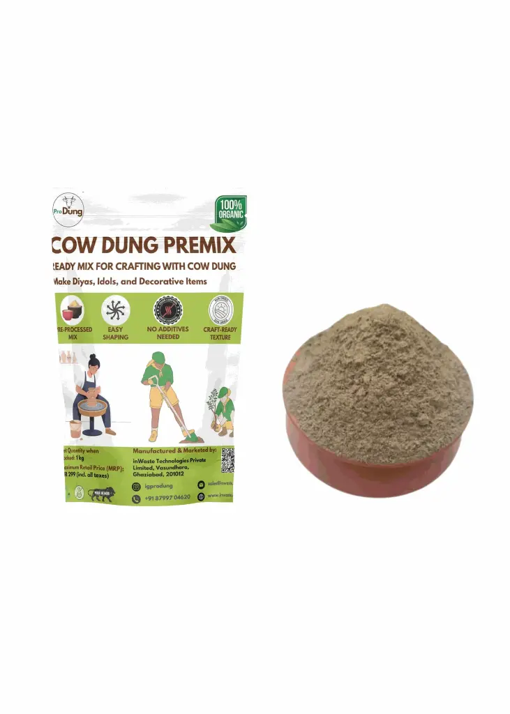 Produng Cow Dung Premix – Ready-to-Use Organic Mix for DIY Crafts & Eco Products (Multani Mitti)